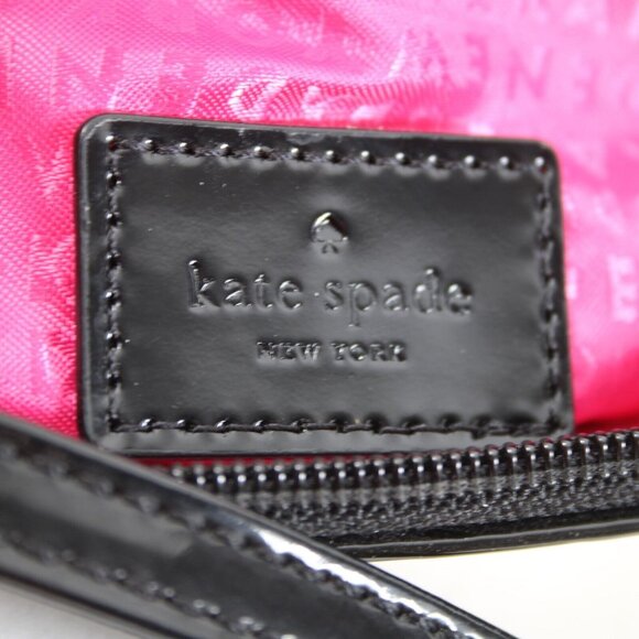 Kate Spade 9.5 x 5.5 Black Cream Striped Polyurethane Polyvinyl Crossbody Purse - Picture 8 of 16